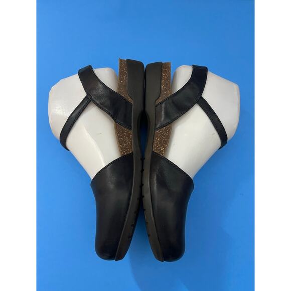 Dansko Black Leather Ankle Strap Sandals size 38 Ballet Ankle Strap - Picture 2 of 7